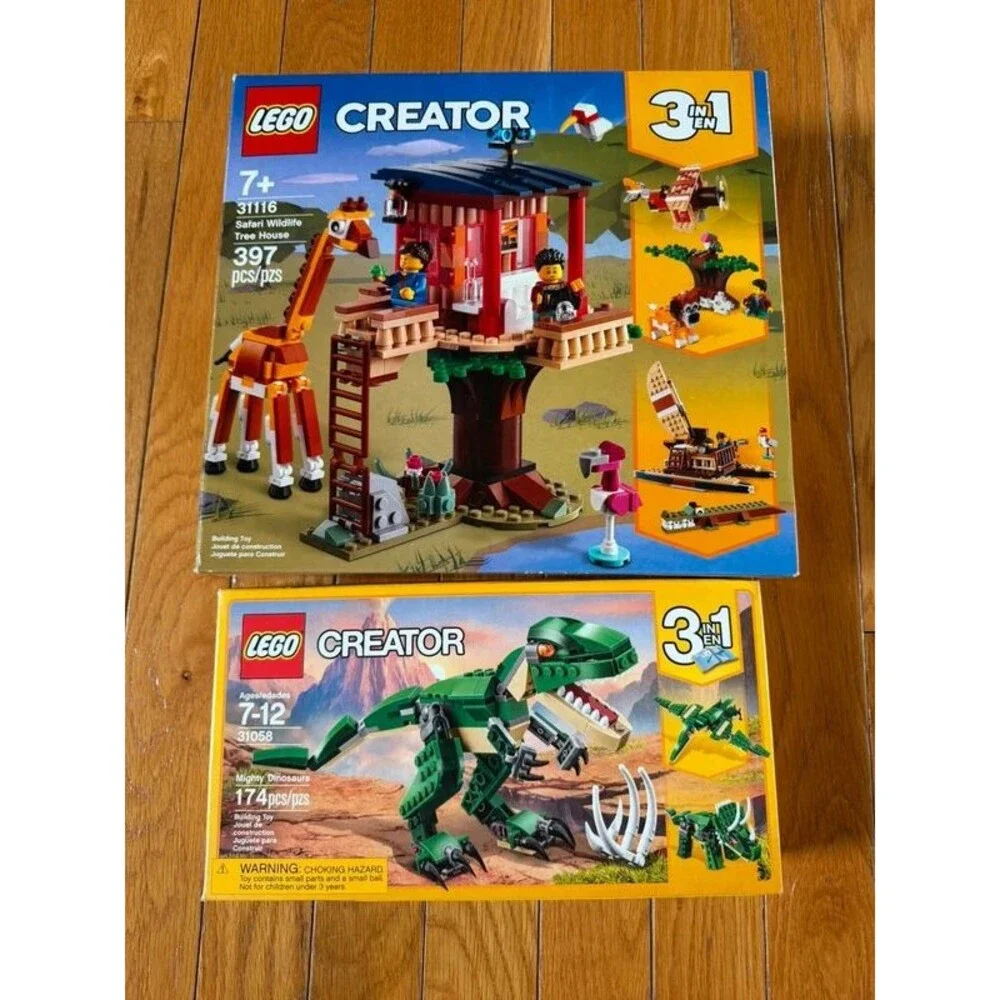 2 Lego Creator Sets 31116 Safari TreeHouse 31058 Mighty Dinosaurs